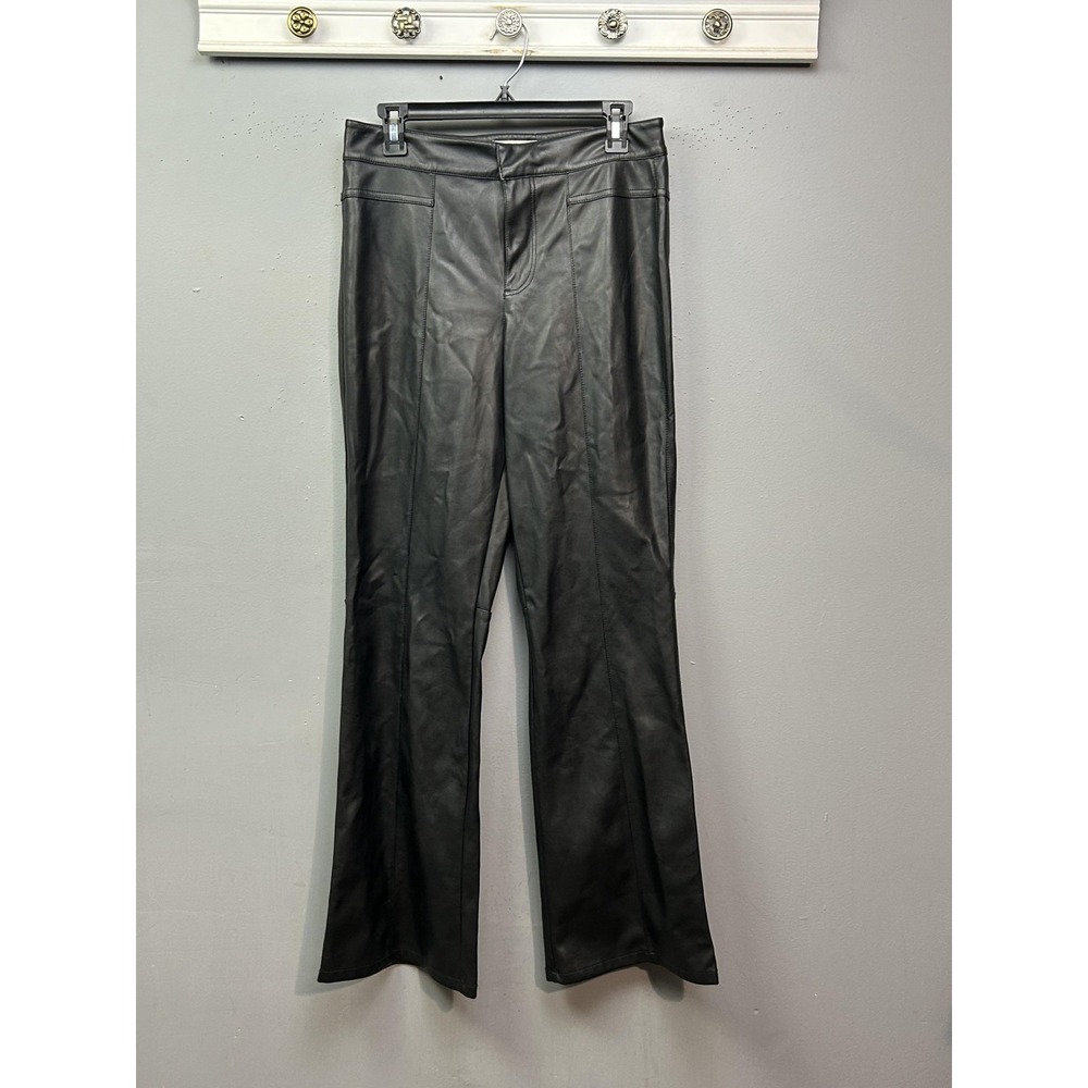 We The Free Pants Womens 8 Black Faux Leather Flare Leg High Rise Vegan Bootcut
